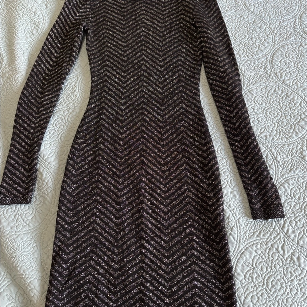 Express Black and Silver Long Sleeve Sheath Dress